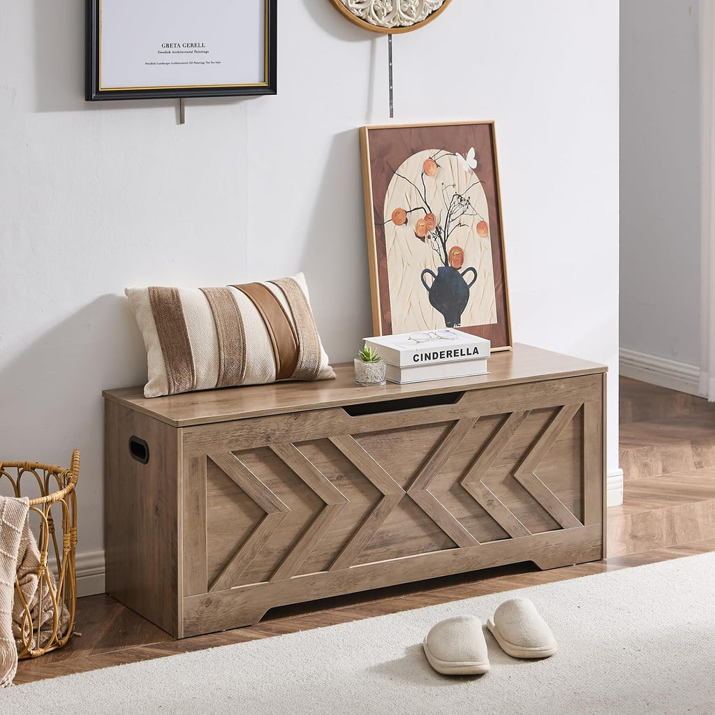 47.2” storage bench,extra large wooden storage chest with shown in use