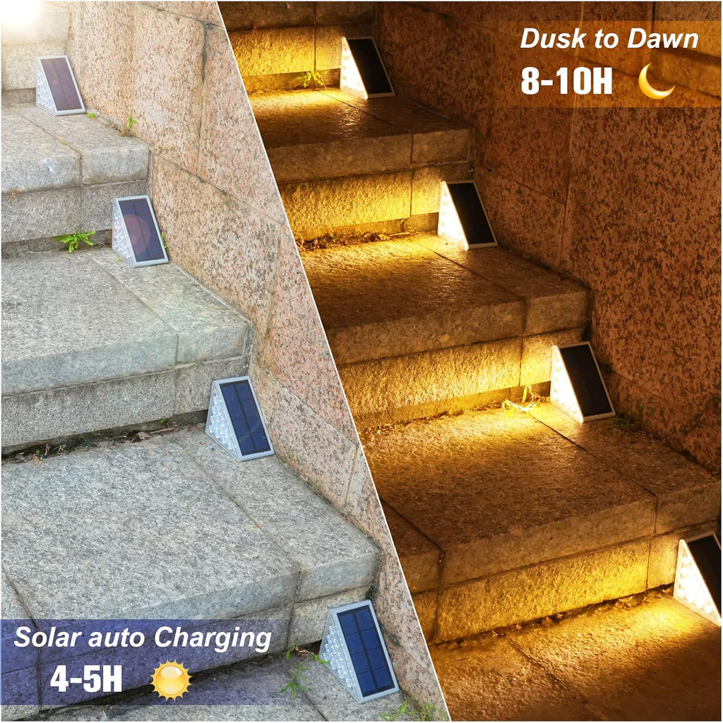 volisun solar stair lights 6 pack, solar step shown in use