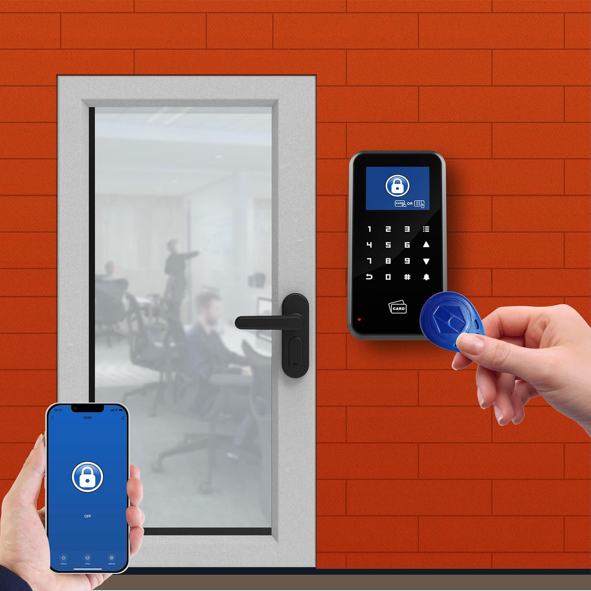 uhppote wifi access control keypad 2.4-inch display touch on a desk or shelf