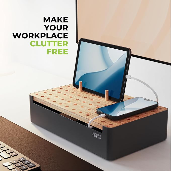 Prosumer's Choice Black Wooden Charging Station Organizer