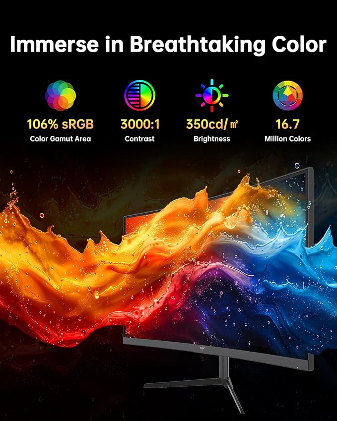 KTC 24 Inch Curved 240Hz Gaming Monitor, FHD 1500R Curved Computer Monitor 1080P