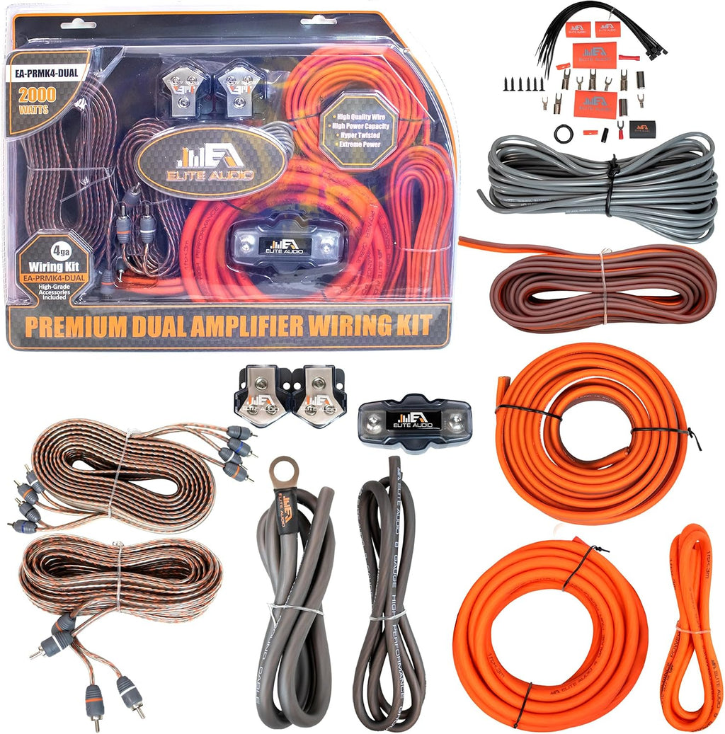 Elite Audio Premium Series Amp Kit Copper Clad Aluminum Wire, Triple-Shielded