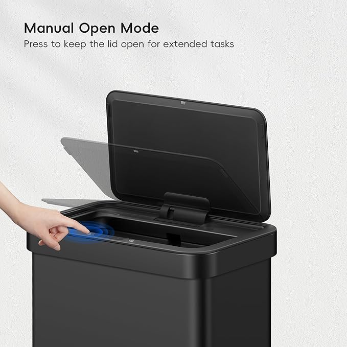 EKO Nova Sensor Trash Can, 21 Gallon/80 Liter Stainless Steel Rectangular