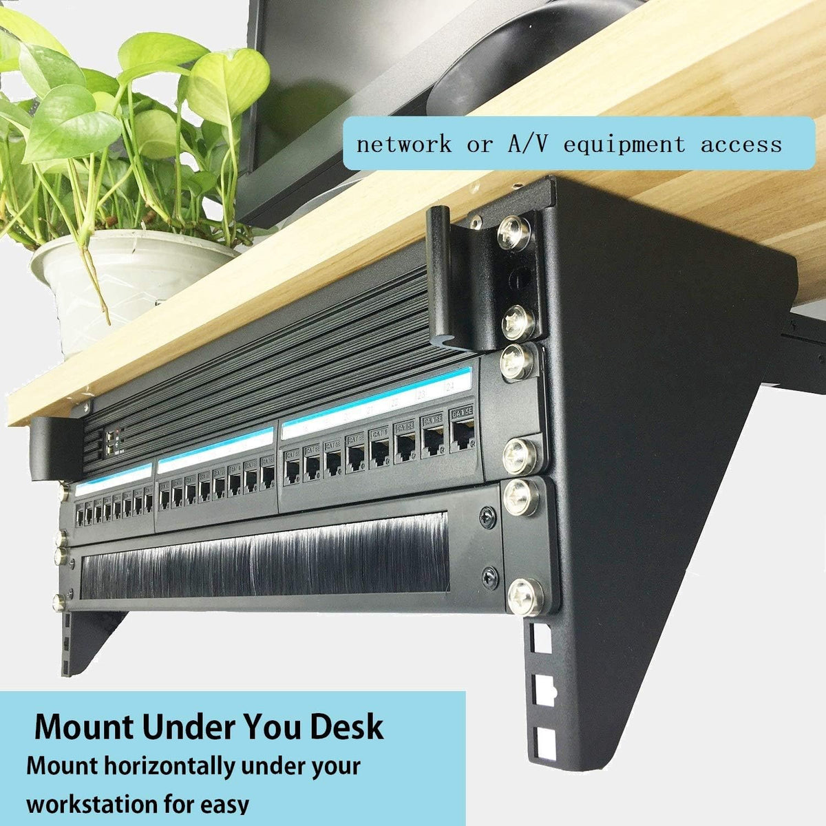 4u19 inch vertical wall mount patch panel bracket, close-up detail