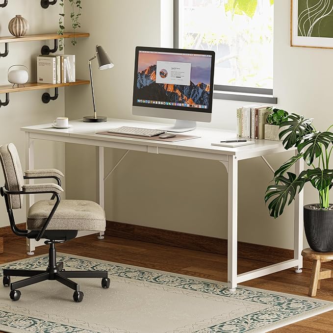 Huuger Computer Desk, 63 Inch Office Desk, Gaming Desk
