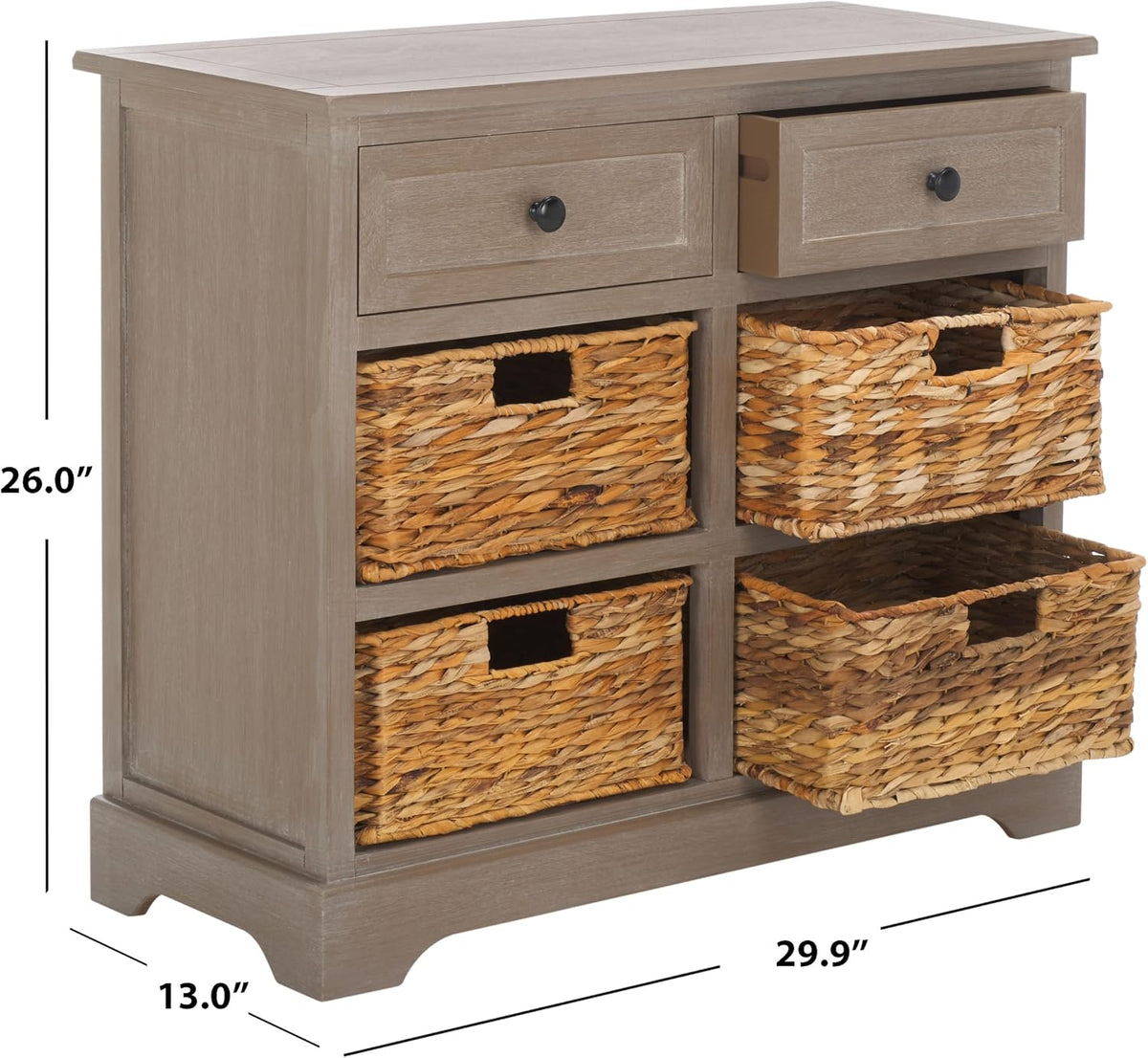 safavieh herman wood storage cabinet, 27.5" farmhouse white, side view