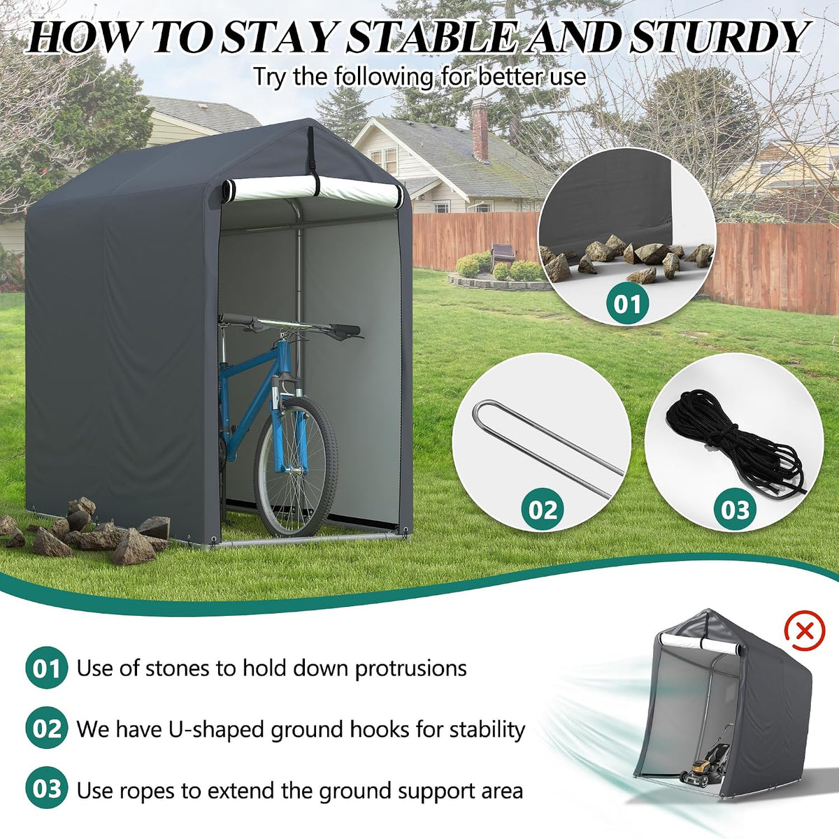 gartoo 6 x 3ft outdoor cycle storage shelter on a desk or shelf