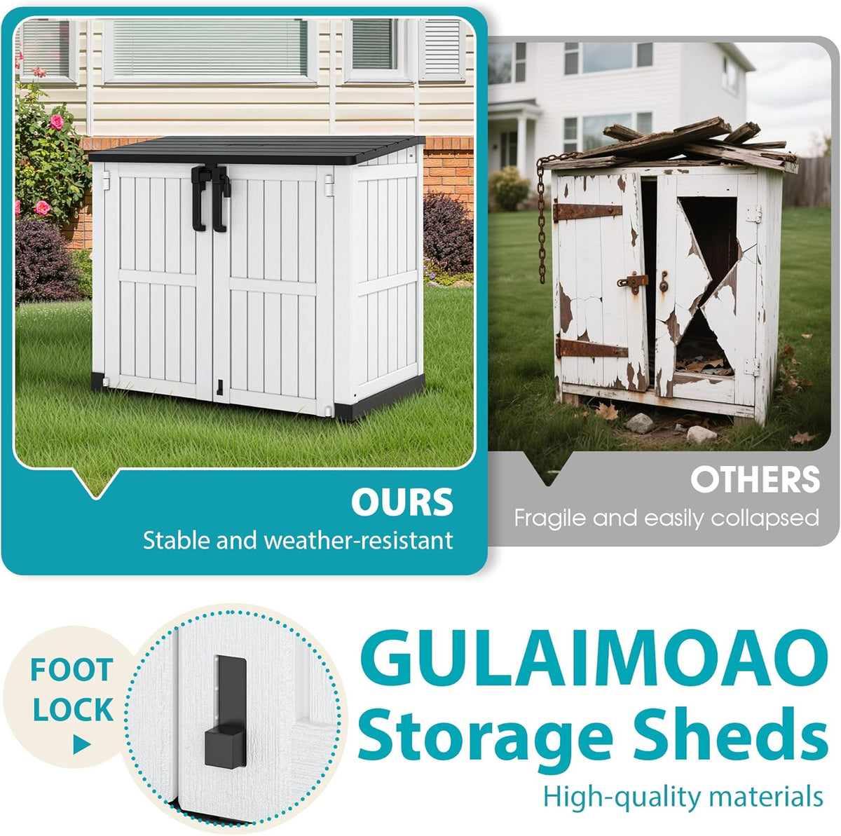 outdoor storage shed 36 cu ft with lockable, close-up detail