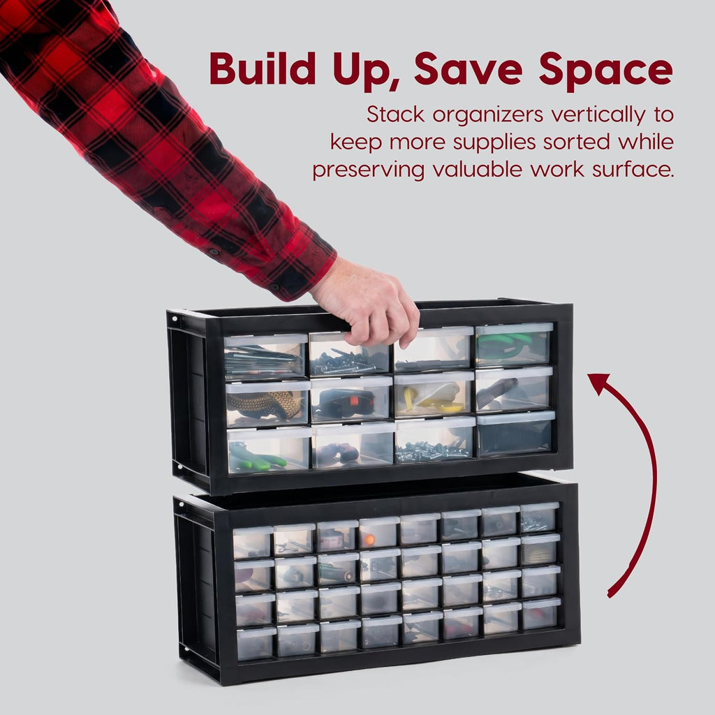 iris usa 32-drawer tool organizer, nuts & bolts, side view