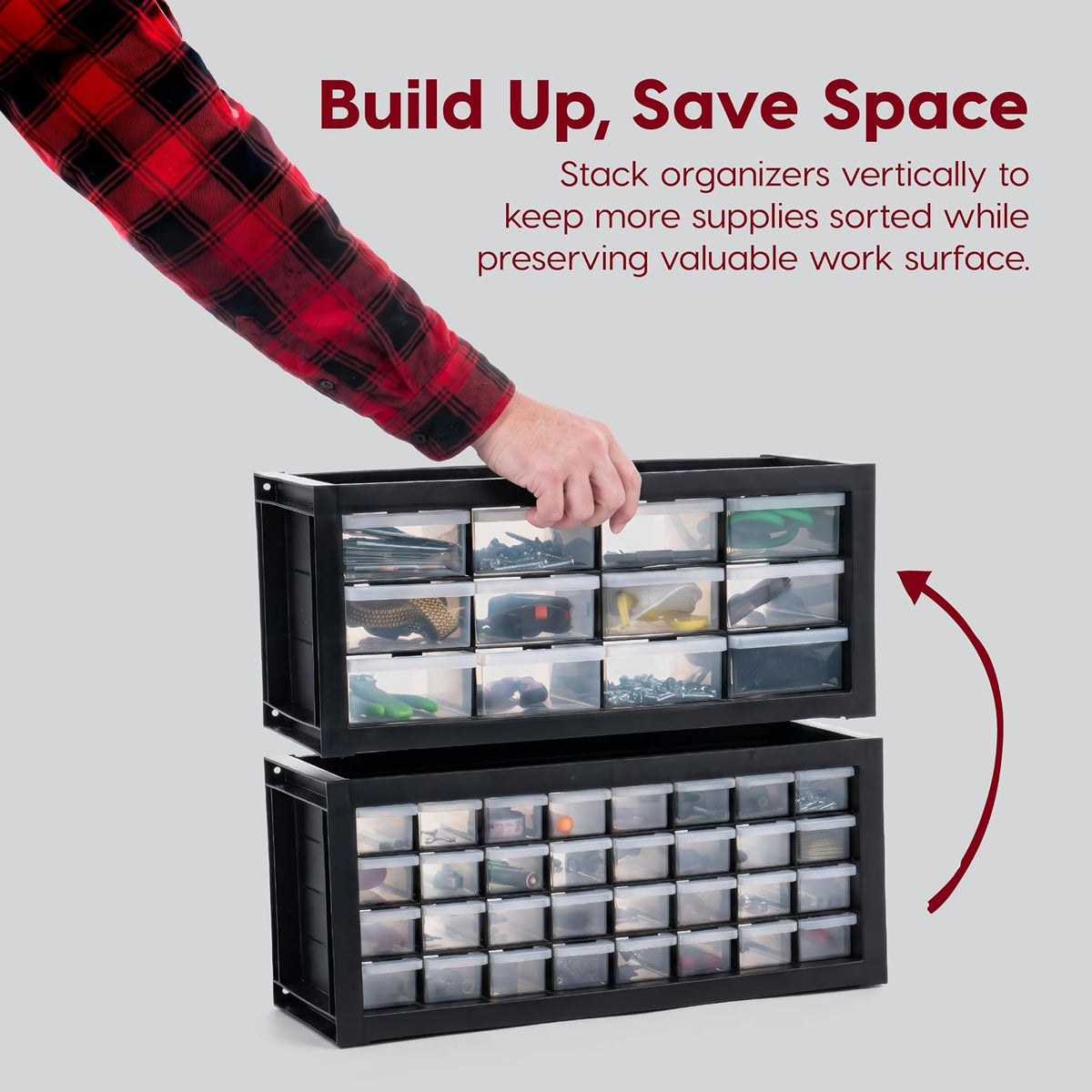 iris usa 32-drawer tool organizer, nuts & bolts, side view
