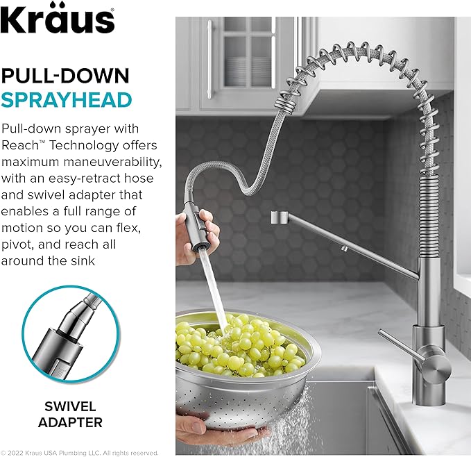 KRAUS Oletto 2-in-1 Commercial Style Pull-Down Single Handle Water Filter