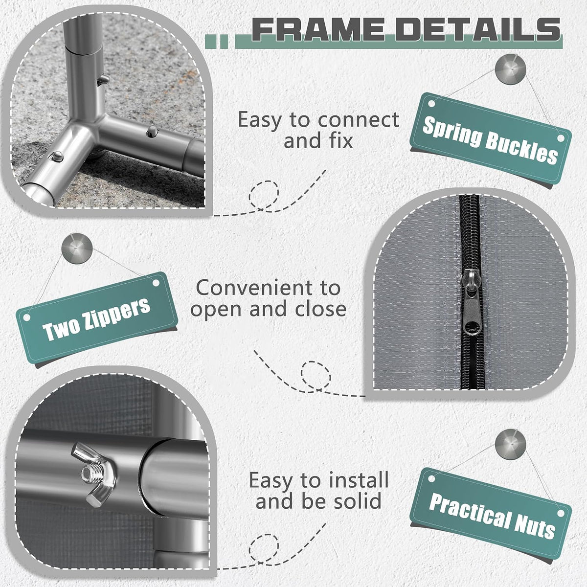 flamaker 6' x 3' small bike tent storage, close-up detail