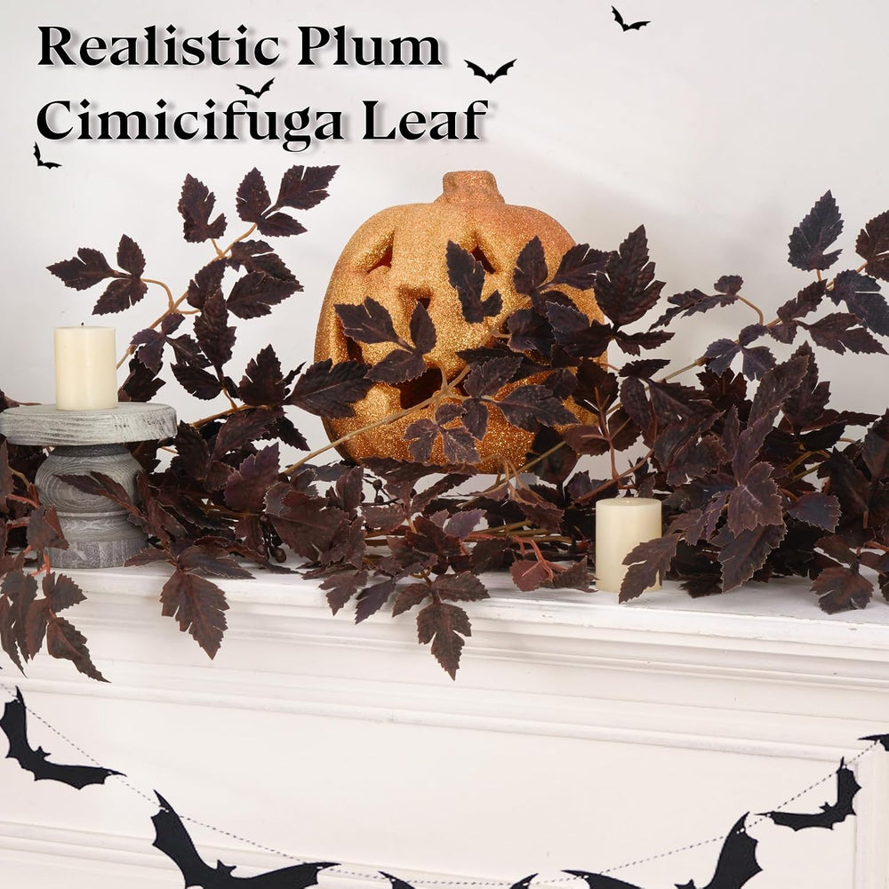 2 Pack 6 Ft Fall Garlands, Plum Cimicifuga Seeded Halloween Decor