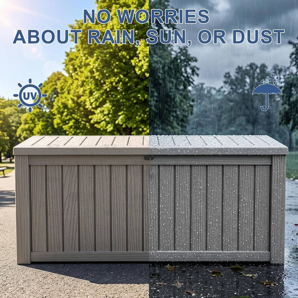 vixzen waterproof outdoor storage box 220 gal deck, close-up detail