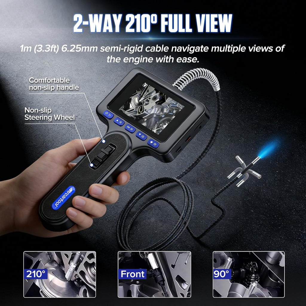 MRCARTOOL 220°Articulating Borescope, 5.0ft Cable 0.24in Slim Probe