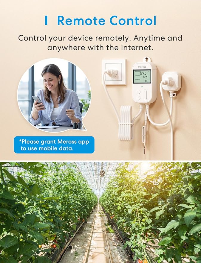 meross Smart Temperature Controller 15A 1800W, Smart Wi-Fi Thermostat