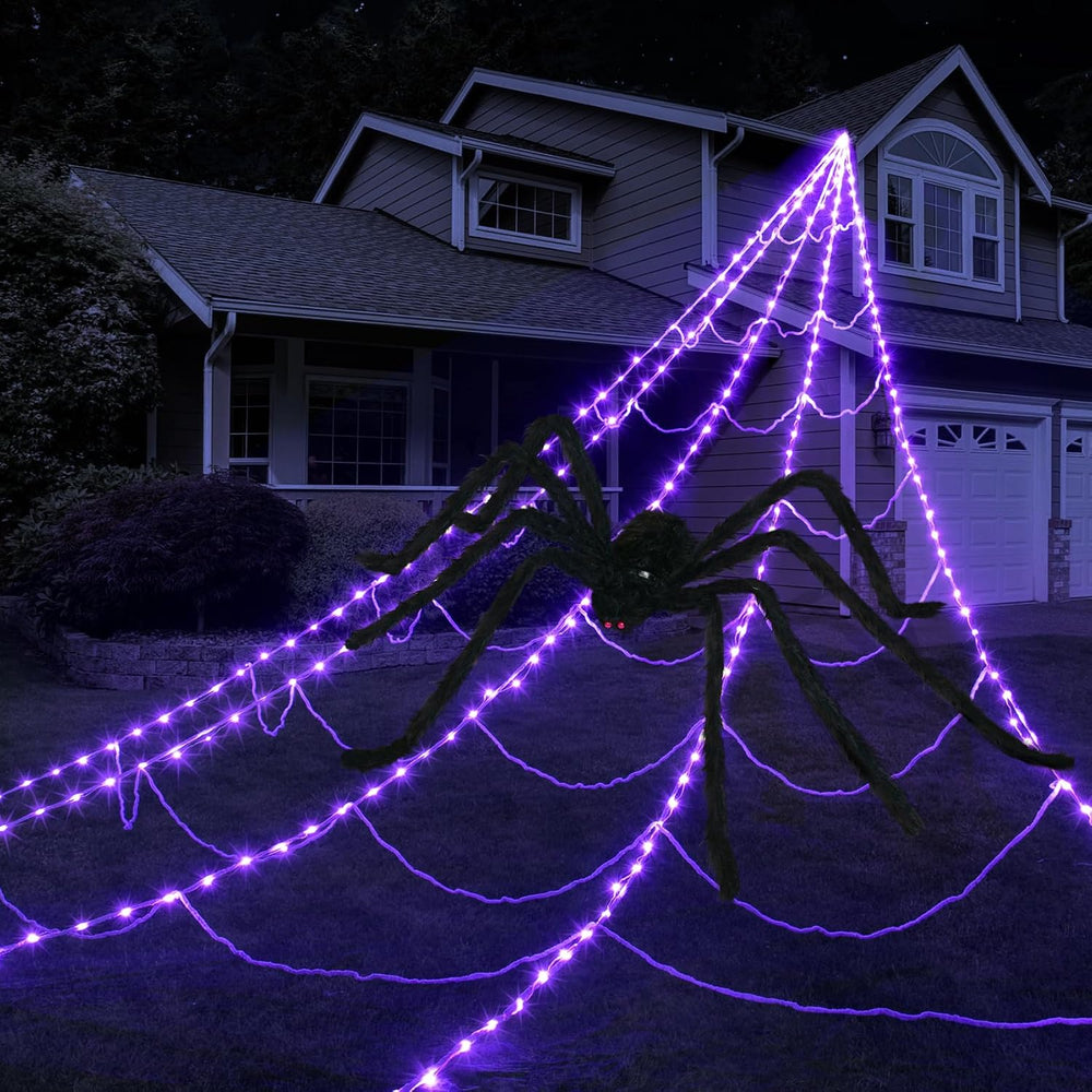Halloween Spider Web Decoration 250 LED Halloween Decorations Outdoor
