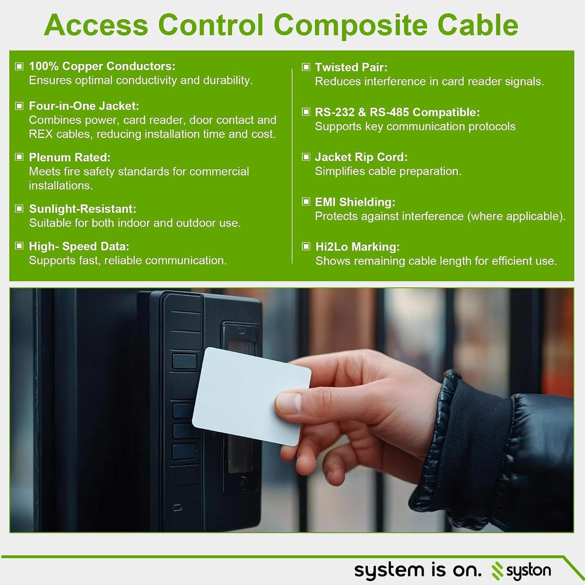 syston access control composite cable, plenum-rated/cl3p/cmp, yellow, 500ft, view 9