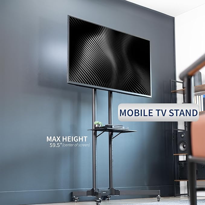 VIVO Mobile TV Cart for 32 to 83 inch Screens up to 110 lbs, LCD LED OLED 4K