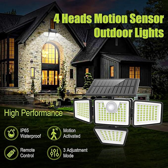daphino 3000LM Solar Lights Outdoor (2 Pack)