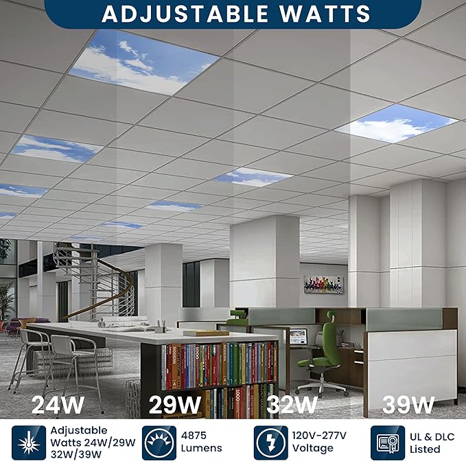 4 Pack 2x4 LED Flat Panel Light Drop Ceiling Fixture