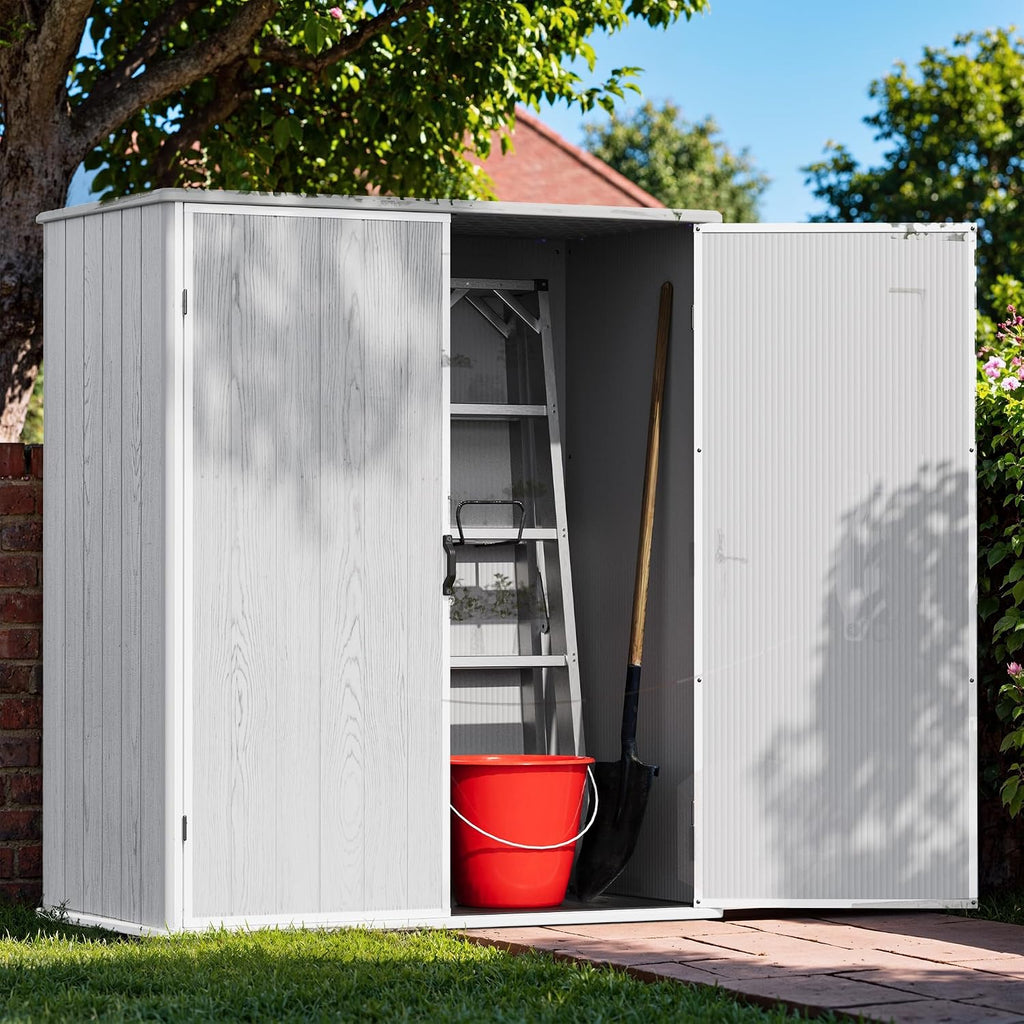 devoko 5x3 ft resin outdoor storage cabinet, plastic, package contents
