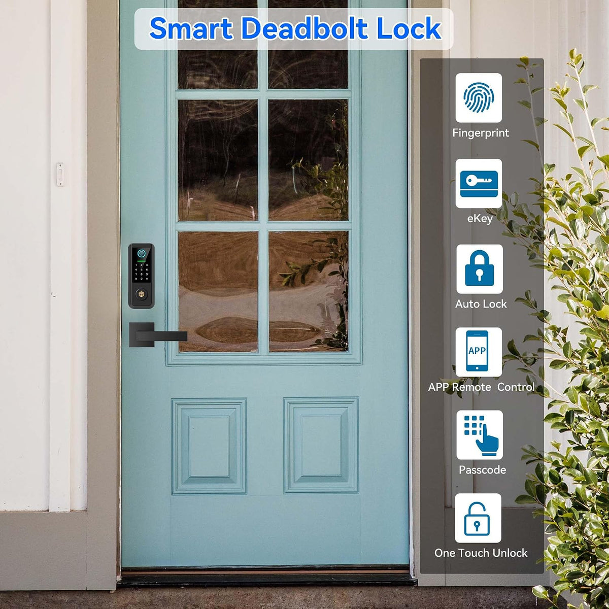 keyless entry door lock with handle set,smart front shown in use