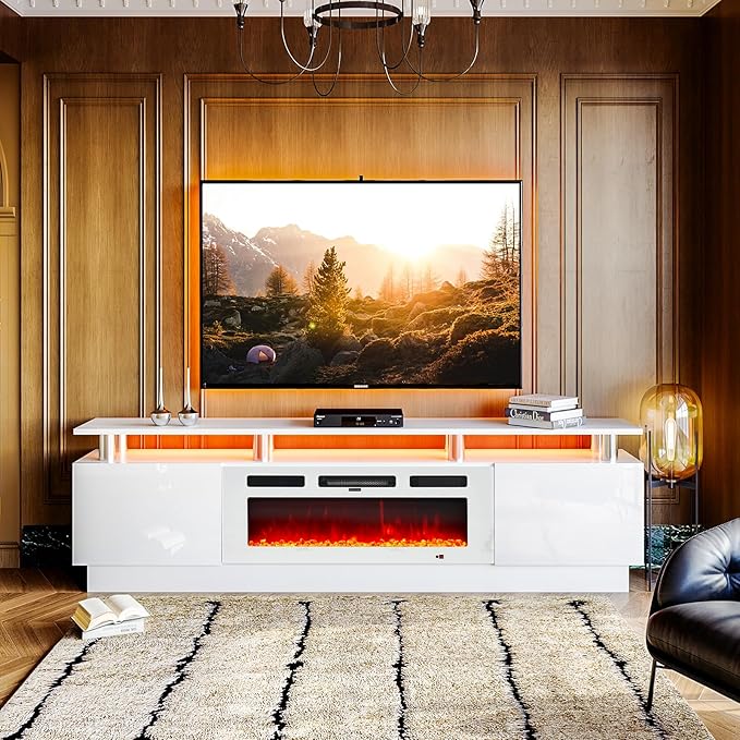 oneinmil 80" Modern Electric Fireplace TV Stand