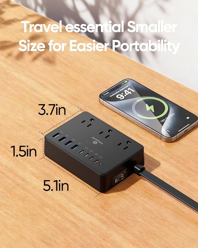 Kakyanill 100W Power Strip, 6 AC Outlets 8 USB Ports