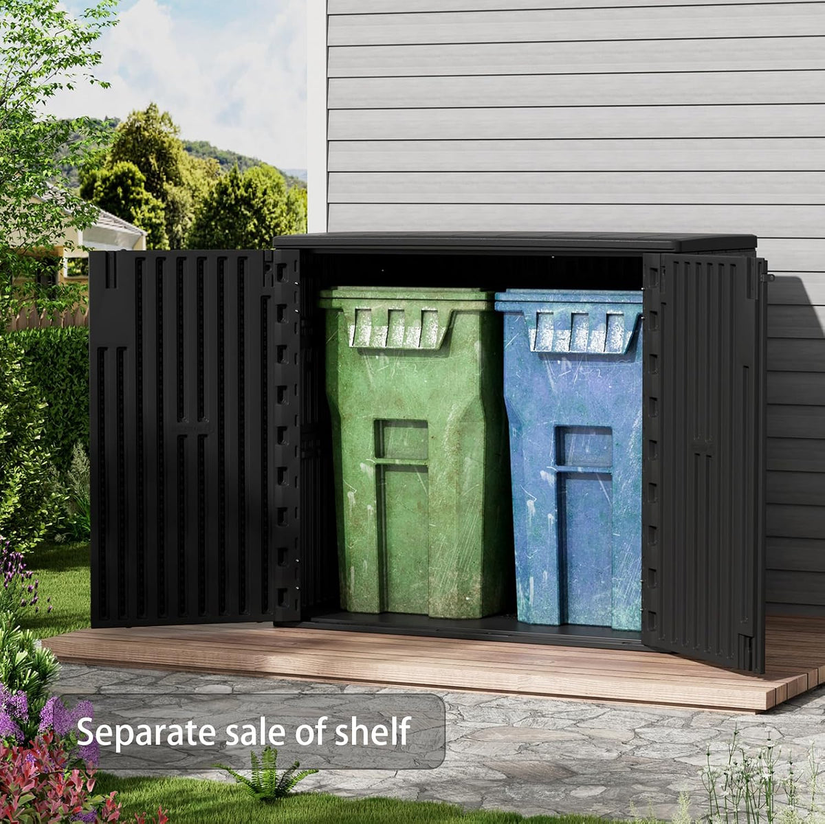 zzm 37 cu.ft outdoor storage shed double-wall hdpe, side view