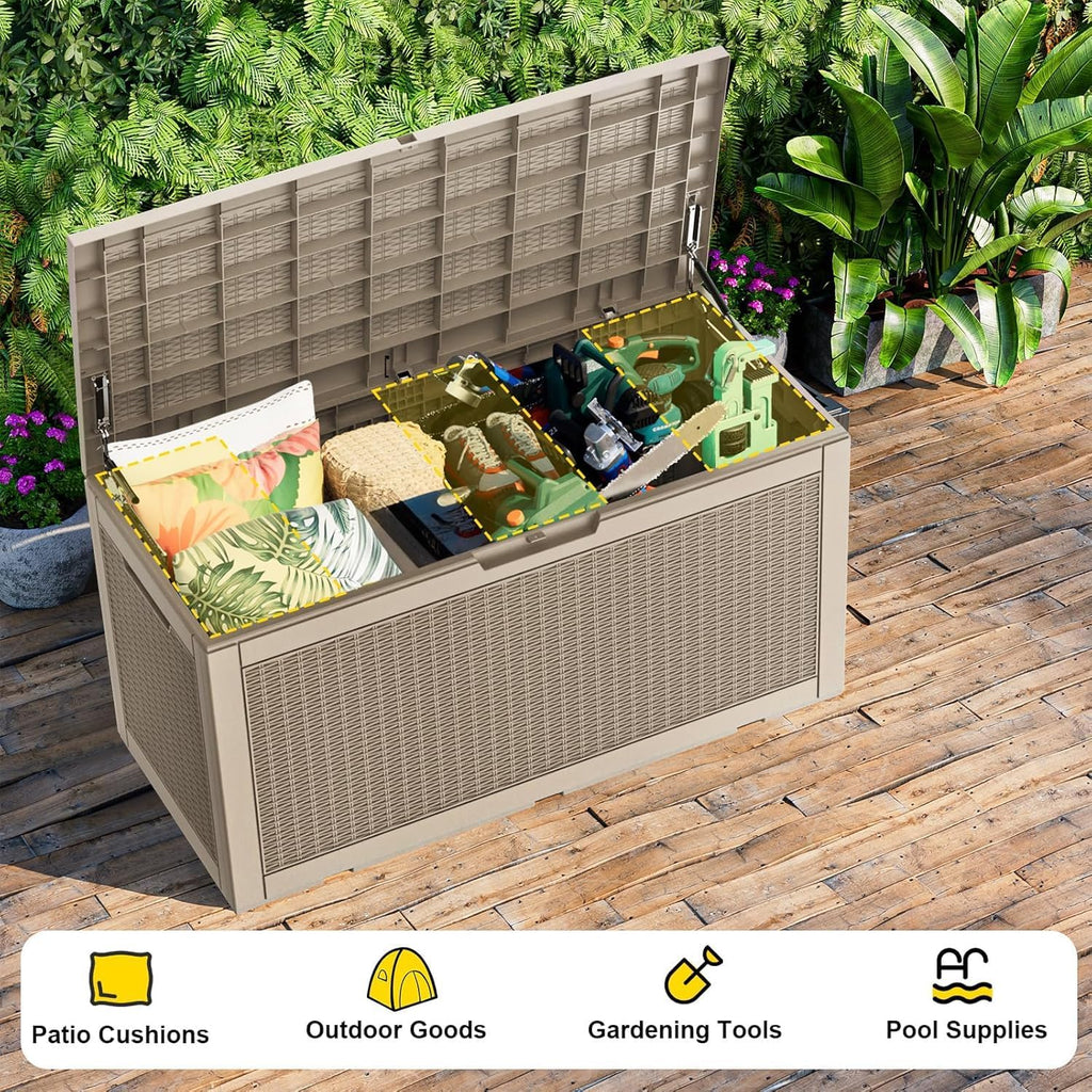 drato 320 gallon deck box, outdoor large waterproof, package contents