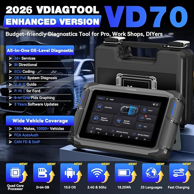 VDIAGTOOL Bidirectional Scan Tool VD70, OBD2 Scanner Diagnostic Tool