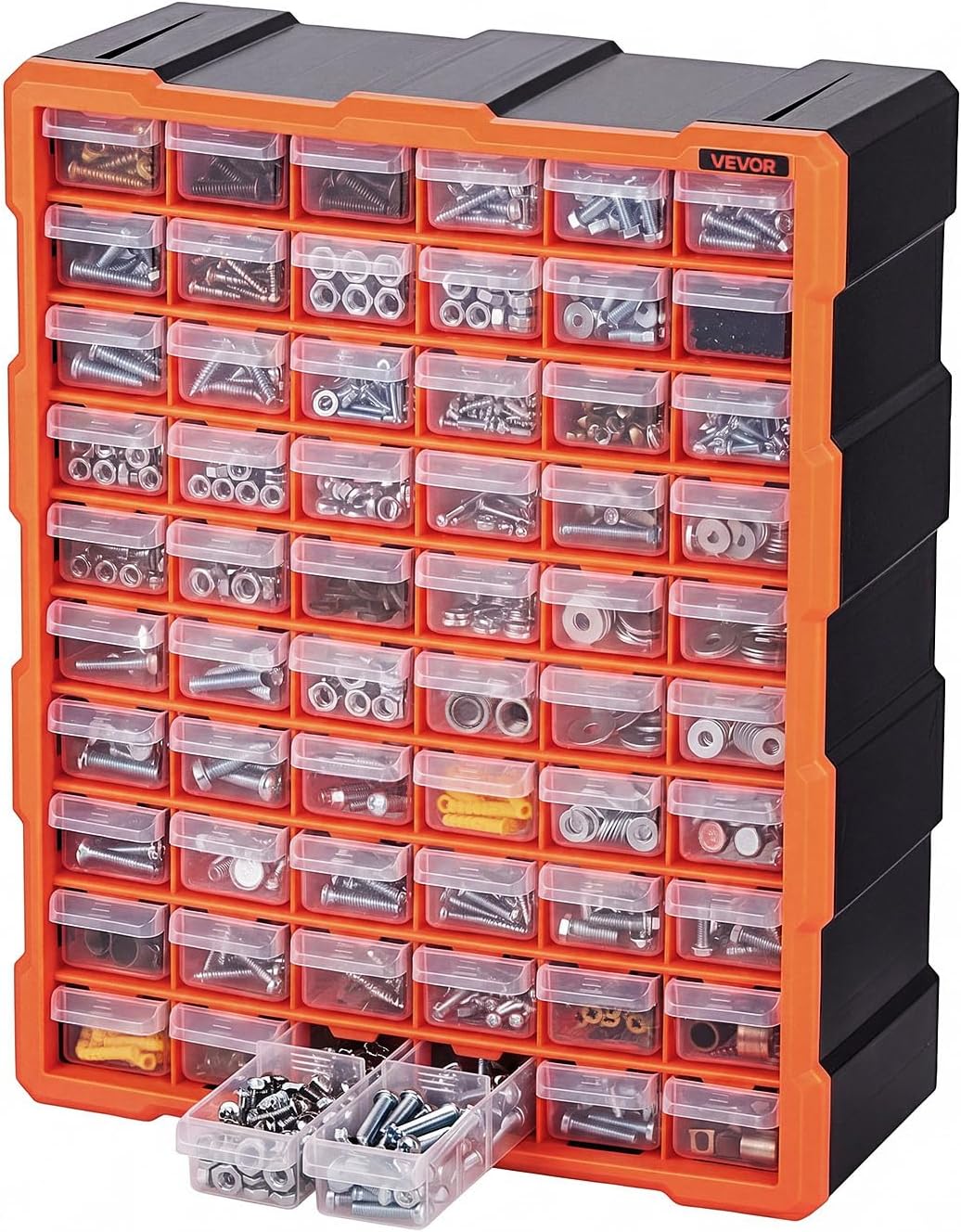 VEVOR 60-Drawer Storage Organizer, Plastic, Drawer Storage Cabinet for Garage Organization, Stackable Small Parts Organizer, Wall-Mounted Toolbox, for Hardware, Beads, Screws, Crafts, Building Bricks