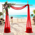 MDS Halloween Chiffon Draping Fabric - 2 Panel, 30" Wide x 100ft Long - Sheer Spooky Arbor & Canopy Drapery for Haunted House Backdrops, Party Ceilings, DIY Costumes & Themed Events - Red (Pack of 2)