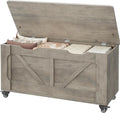 GarveeHome Storage Chest, 39.4" Wooden Storage Bench with 4 Wheels (Gray)
