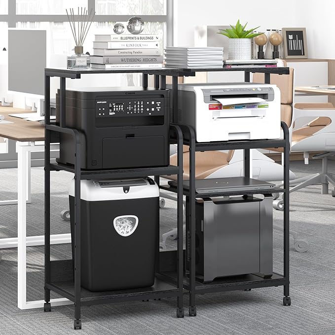 Arbuxzuy 4 Tier Stand with Storage Shelf, Tall Mobile Printer Table