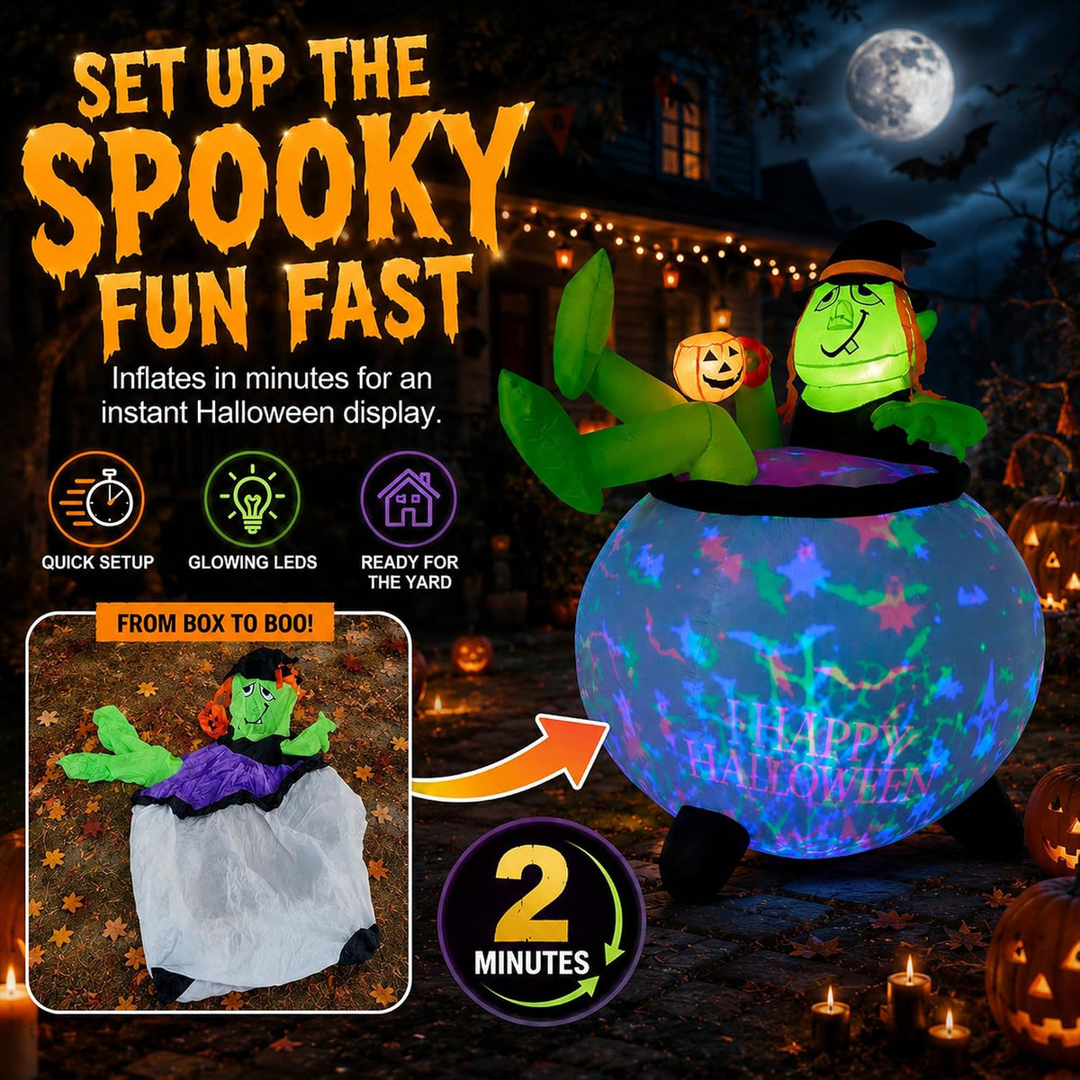 5 FT Halloween Inflatables Outdoor Decoration, LED Outdoor Yard Decoration