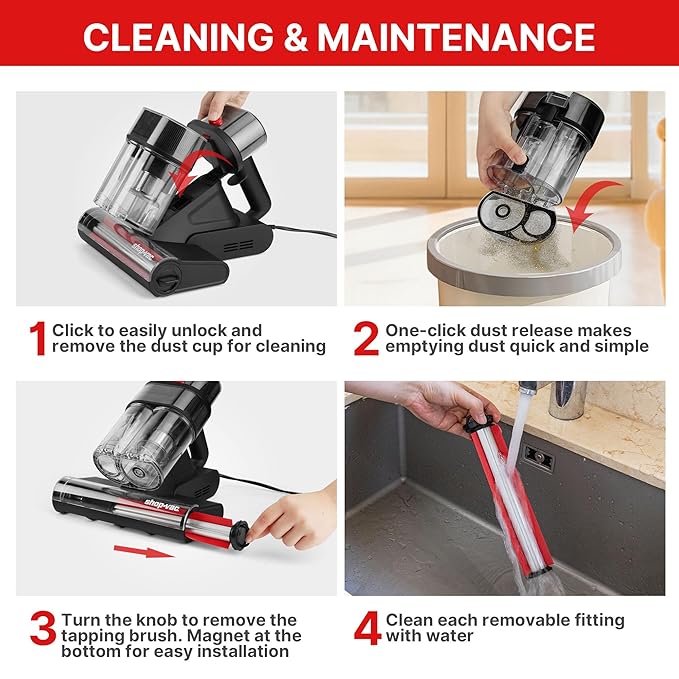 Shop-Vac Mattress Vacuum Cleaner, 14KPa Powerful Bed Vacuum