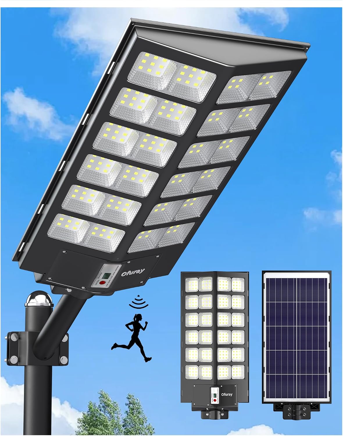 Ofuray Of-9600W Solar Street Lights Outdoor, 660000Lm Solar Security Flood