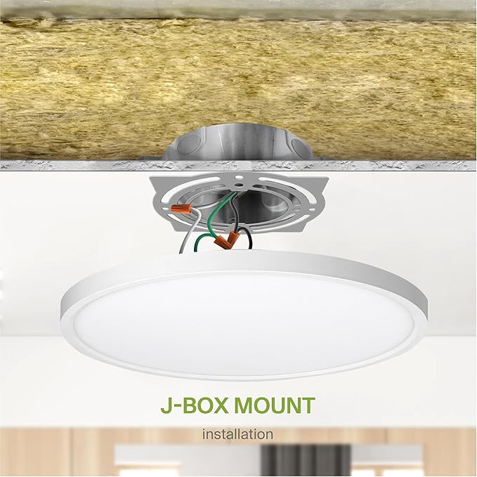 ASD LED 12" Round Flush Mount Ceiling Light Fixture, Low Profile Surface (12 Pack)