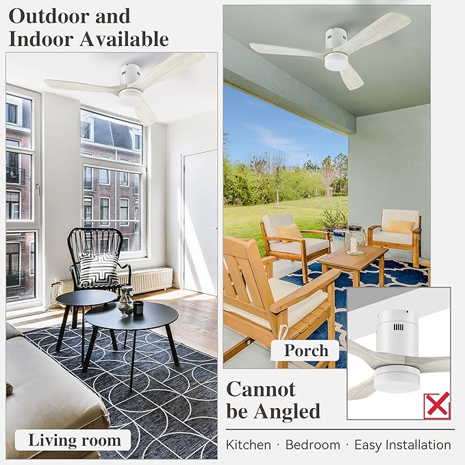 SMAAIR 52 Inch Flush Mount Smart Ceiling Fan