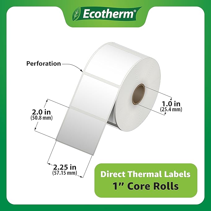 2.25" x 2" Thermal Labels | 4 Rolls | 2940 Labels | fits Zebra, Offnova Thermal