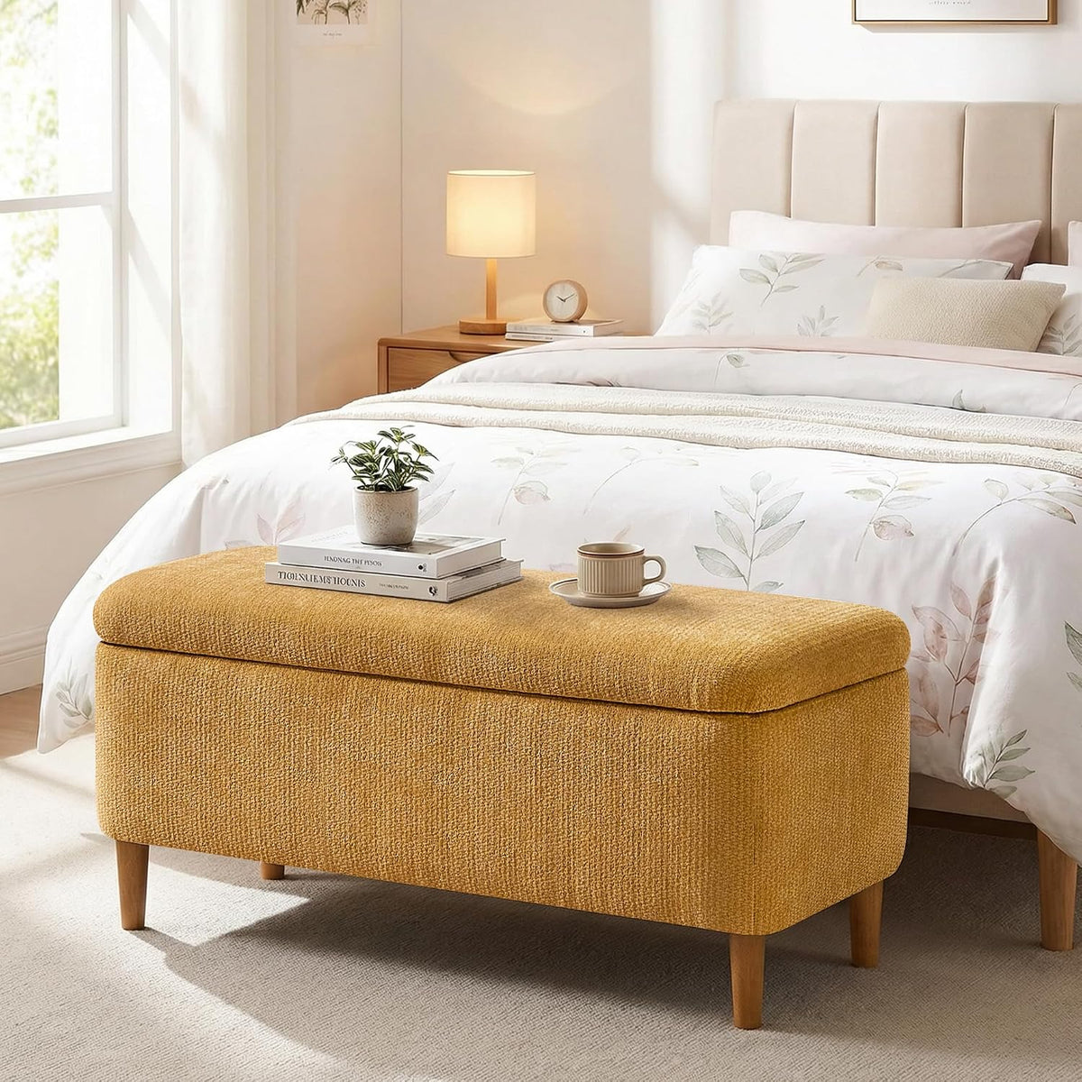 39.4" Ottoman with Storage Upholstered Storage Bench for Living Room