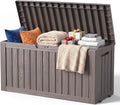 140Gal Outdoor Storage Box with Portable Wheels, Waterproof Deck Box