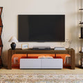 IDEALHOUSE LED TV Stand for 55 to 75 Inch TV, Walnut Entertainment Center