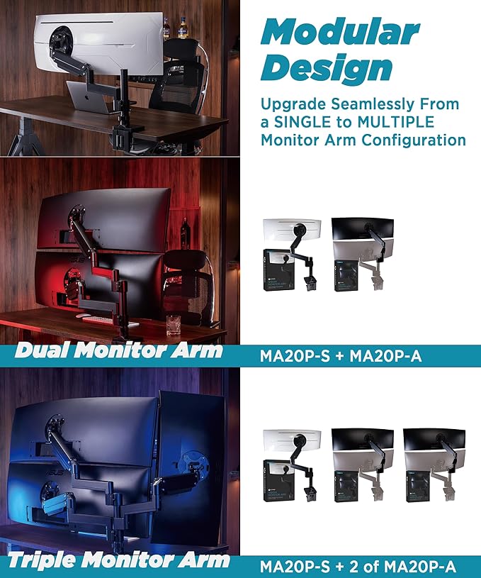 ULTRARM Heavy Duty Monitor Arm for Ultrawide Monitors up to 57" and 44 lbs