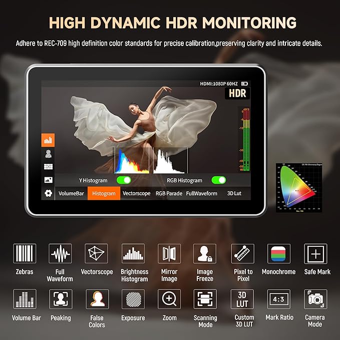 VILTROX DC-X2 Touchscreen Camera Field Monitor, 2000 Nits 6 inch On Camera