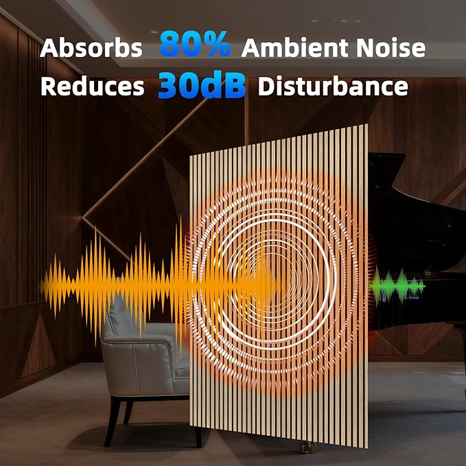 Art3d 4-Piece 94 x 12.6 Inch Acoustic Lightweight Slat Wall Panel