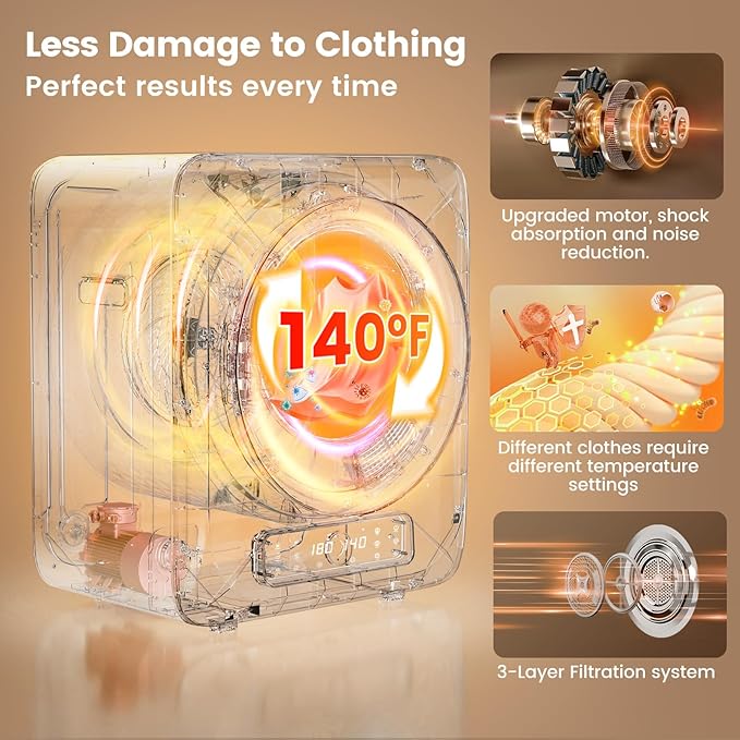 VCJ Portable Dryer for Laundry, 12lbs Clothes Dryer