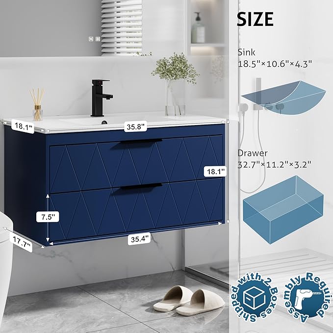 eclife 36" Bathroom Vanities Cabinet